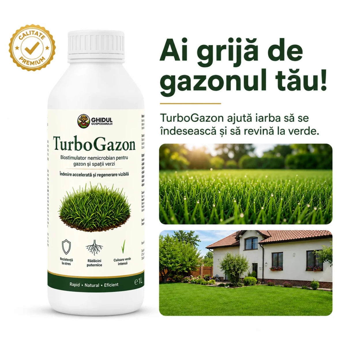 TurboGazon — Gazon Verde Intens și Dens | Îngrășământ lichid Natural | 1L - Ghidul Gospodarului