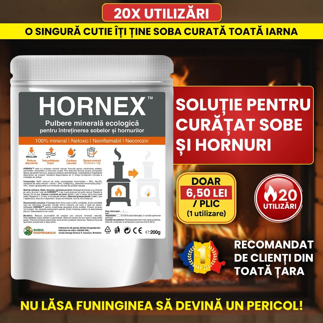 Soluție pentru Curățat Sobe și Hornuri, Dizolvă Gudronul Rapid | 200 g - HORNEX - Ghidul Gospodarului